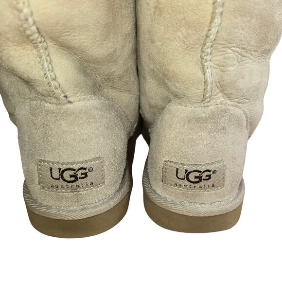 UGG AUSTRALIA Classic Tall Boots Women's Size 6 Sand Sherpa Leather Suede 5815 - Picture 5 of 10